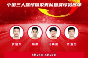 亞洲沙灘運(yùn)動會3人籃球中國隊名單：顏鵬領(lǐng)銜男隊 王麗麗領(lǐng)銜女隊