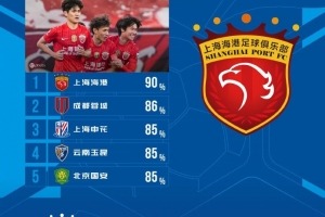 中超第7輪傳球成功率：海港90%居首，蓉城86%第二