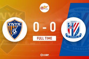 半場-玉昆暫0-0申花 約尼查造險兩隊合計1射正