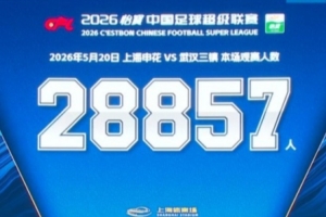 申花主場對陣三鎮，共28857名球迷現場觀戰